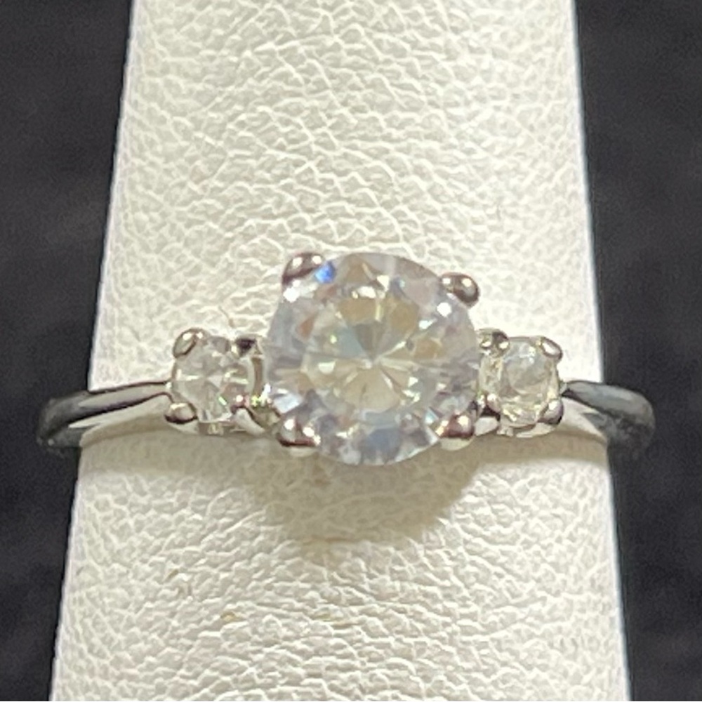 White Topaz 3-Stone 18KT Gold Filled Ring